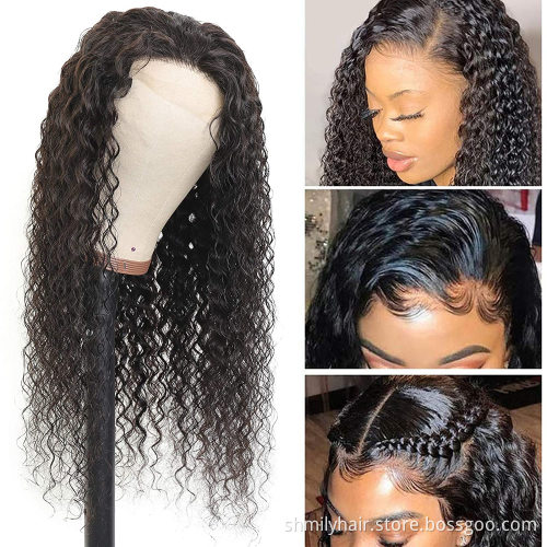 Shmily Wholesale price 4x4 Lace Closure Wig Vendors 100% Aligned Cuticle Wig Regular Wave Human Hair Wigs Hot On Selling